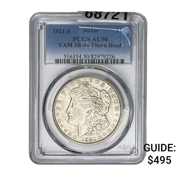 1921-S Morgan Silver Dollar PCGS AU50 VAM 1B-4b