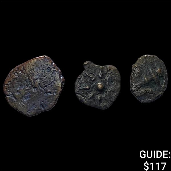 [3 Coins] Mark 12:41 Biblical WIdow's Mite 103-76 BC NEARLY UNCIRCULATED