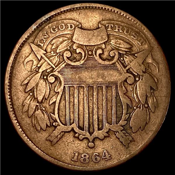1864 Small Motto Two-Cent Piece NEAR UNC