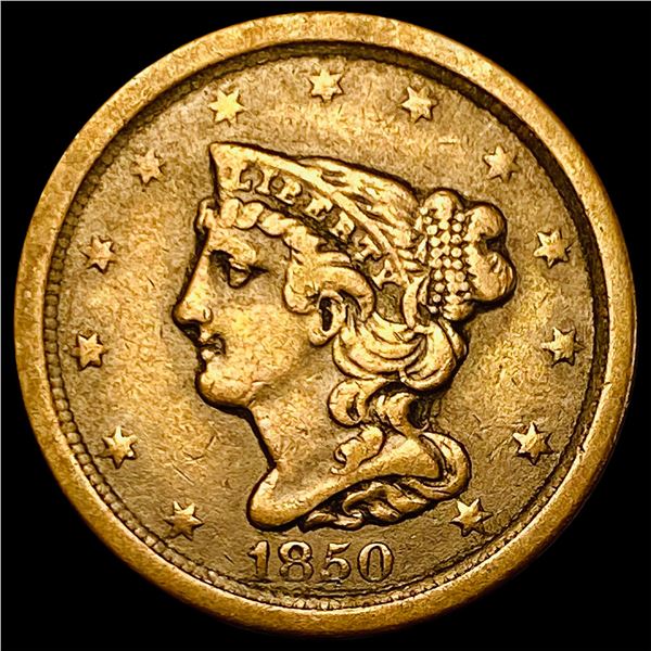 1850 Braided Hair Half Cent NEARLY  UNCIRCULATED