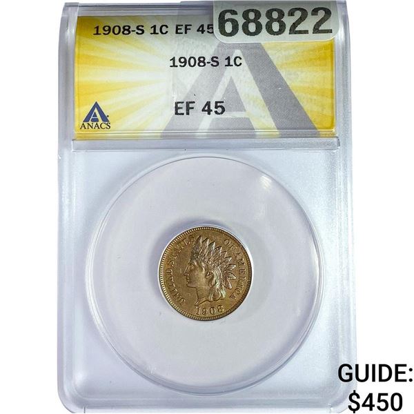 1908-S Indian Head Cent ANACS EF45