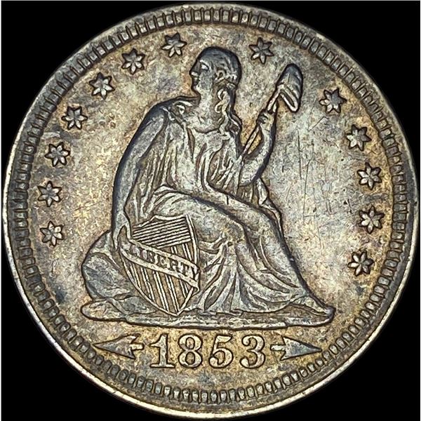 1853 Arrows/Rays Seated Liberty Quarter  NEARLY UNCIRCULATED
