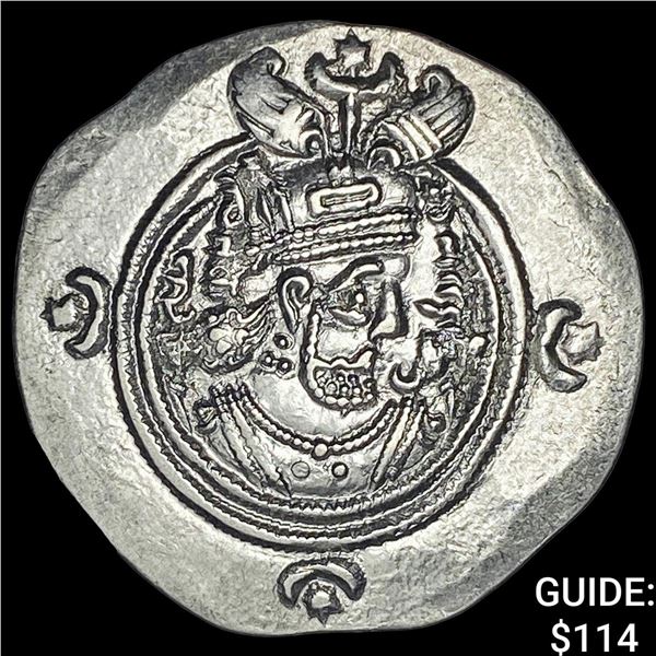 Sasanian Khosrow II 590-628 AD Silver Drachm UNCIRCULATED