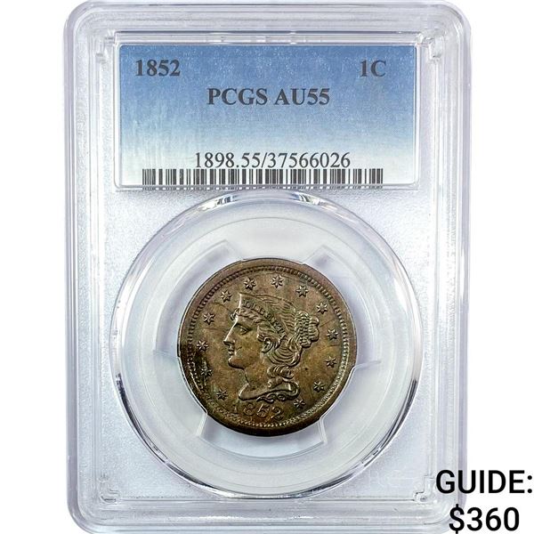 1852 Braided Hair Large Cent PCGS AU55