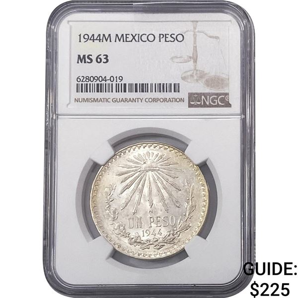 1944 Mexican Peso Estados Unidos NGC MS63