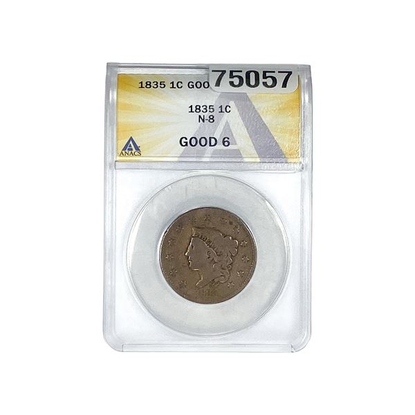 1835 Coronet Head Large Cent ANACS N8