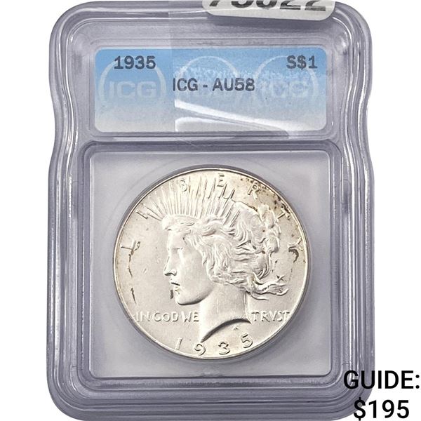 1935 Morgan Silver Dollar ICG AU58