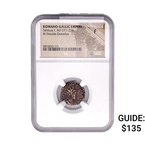 Romano-Gallic TetricusI, AD271-274 BIDbl-Denarius NGC F