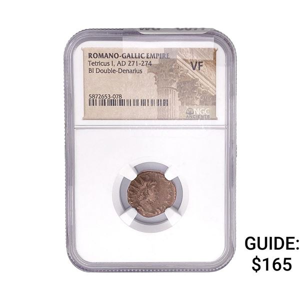 Romano-Gallic TetricusI, AD271-274 BIDbl-Denarius NGC VF