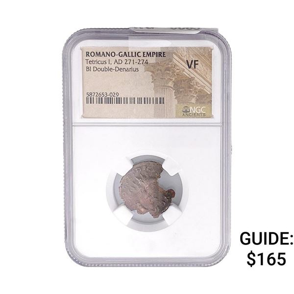 Romano-Gallic TetricusI, AD271-274 BIDbl-Denarius NGC VF