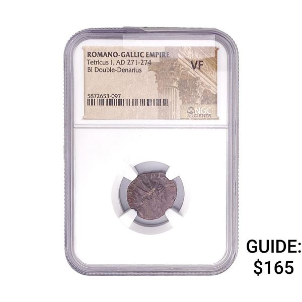 Romano-Gallic TetricusI, AD271-274 BIDbl-Denarius NGC VF