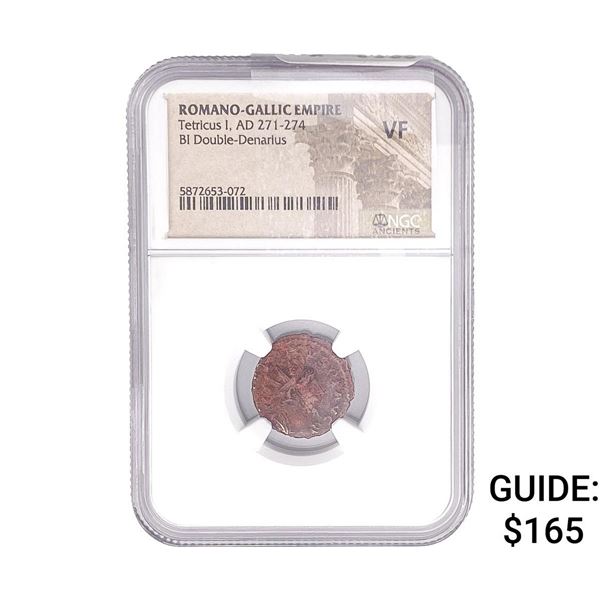 Romano-Gallic TetricusI, AD271-274 BIDbl-Denarius NGC VF