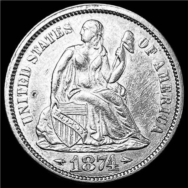 1874 Silver Seated Liberty Dime CLOSELY  UNCIRCULATED