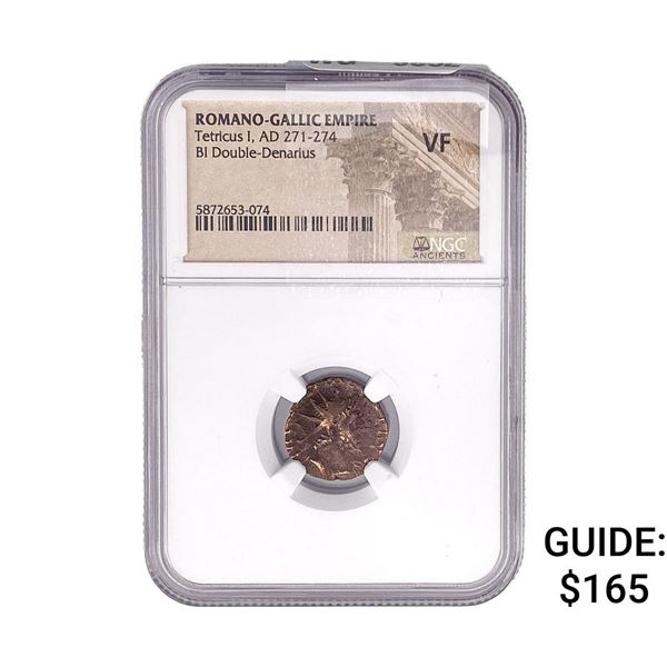 Romano-Gallic TetricusI, AD271-274 BIDbl-Denarius NGC VF