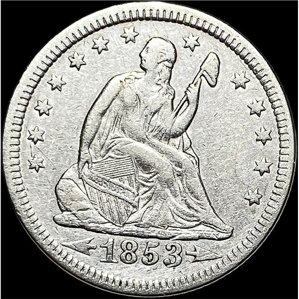 1853 Arrows/Rays Seated Liberty Quarter  CLOSELY UNCIRCULATED