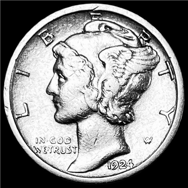 1924-S Silver Mercury Dime ABOUT UNC