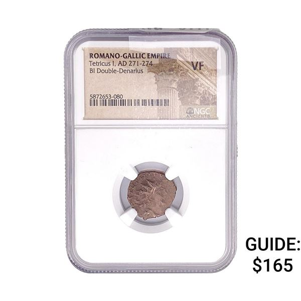 Romano-Gallic TetricusI, AD271-274 BIDbl-Denarius NGC VF