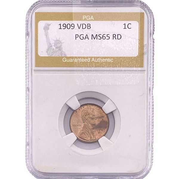1909 VDB Wheat Cent PGA MS65 RD