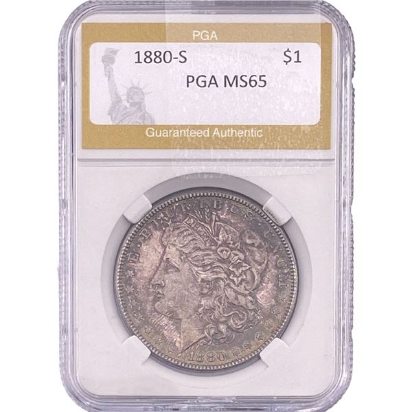 1880-S Morgan Silver Dollar PGA MS65