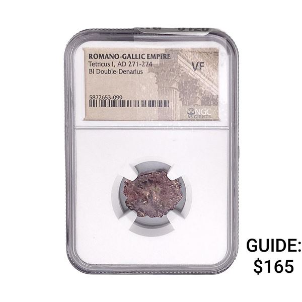 Romano-Gallic TetricusI, AD271-274 BIDbl-Denarius NGC