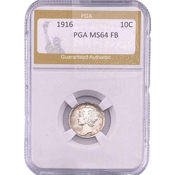 1916 Mercury Silver Dime PGA MS64 FB