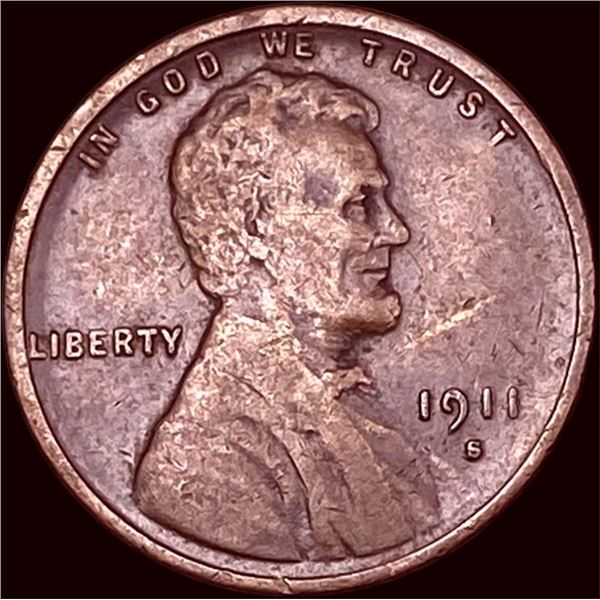 1911-S Wheat Cent LIGHTLY CIRCULATED