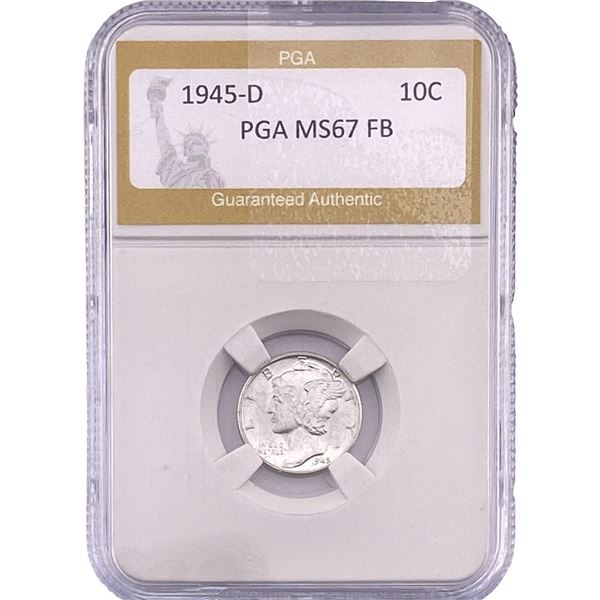 1945-D Mercury Silver Dime PGA MS67 FB