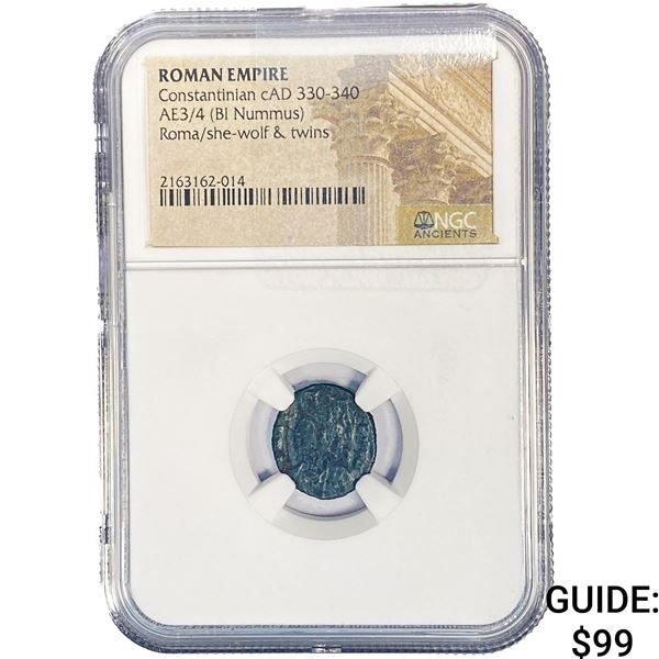 Roamn Constamtinian cAD 330-340 AE3/4 BI Nummus NGC