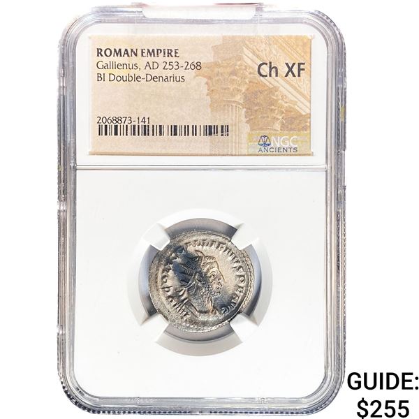 Roman Gallienus, AD 253-268 BI DBL-Denarius NGC