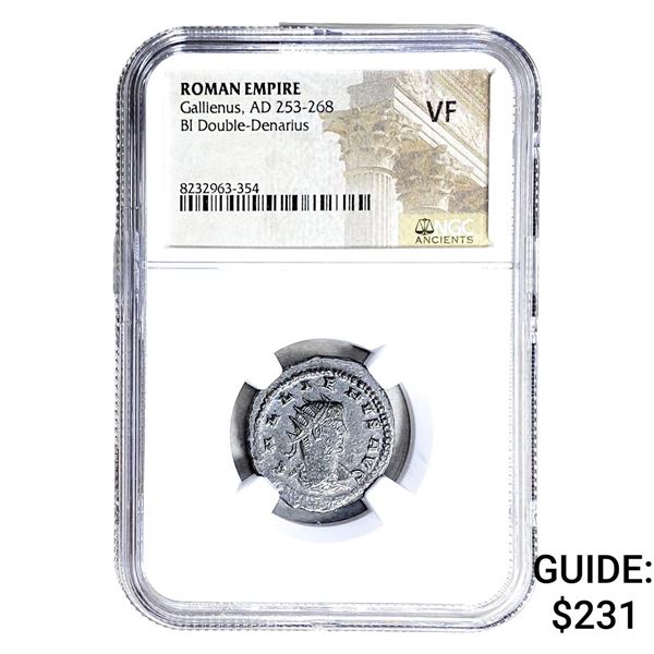 Roman Gallienus, AD 253-268 BI Dbl-Denarius NGC VF