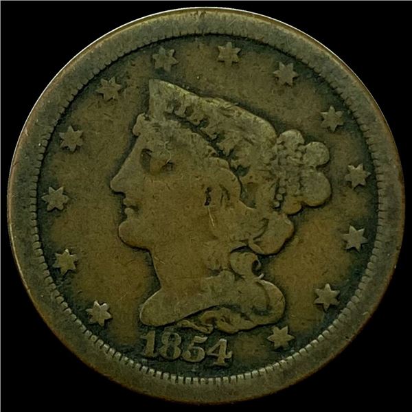 1854 Braided Hair Half Cent NICELY CIRCULATED