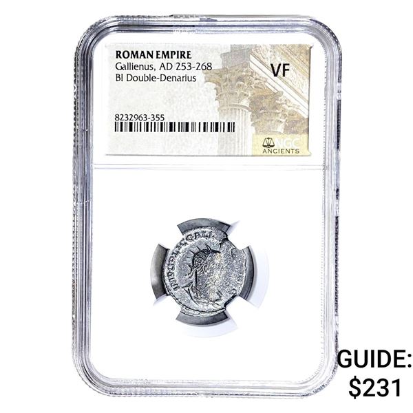 Roman Gallienus, AD 253-268 BI Dbl-Denarius NGC VF