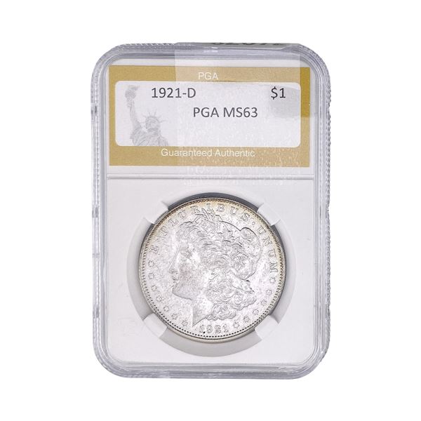 1921-D Morgan Silver Dollar PGA MS63