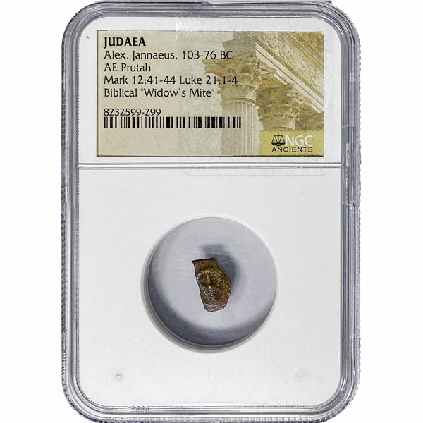 Judaea ALex. Jannaeus, 103-76 BC Bronze Prutah NGC