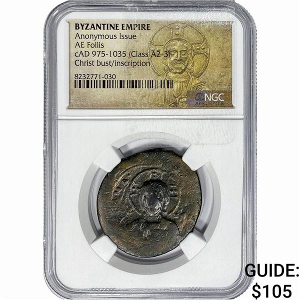 Byzantine cAD 975-1035[Class A2-3] Bronze Follis NGC