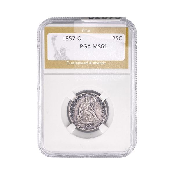 1857-O Seated Liberty Quarter PGA MS61
