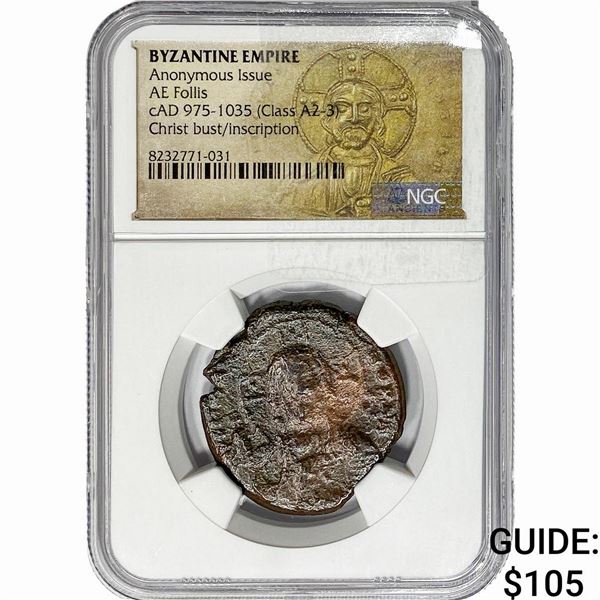 Byzantine cAD 975-1035[Class A2-3] Bronze Follis NGC