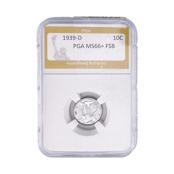1939-D Mercury Silver Dime PGA MS66+ FSB