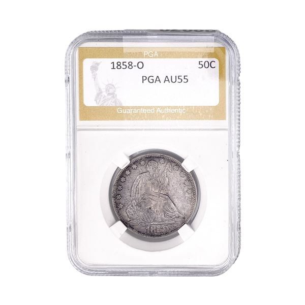 1858-O Seated Liberty Half Dollar PGA AU55