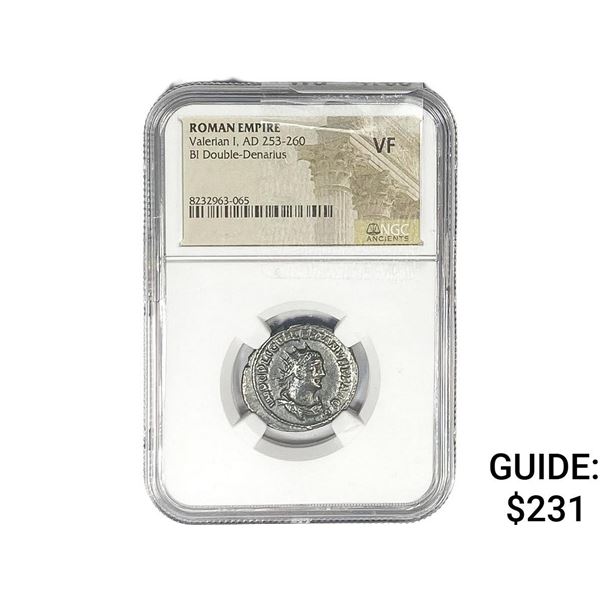 Roman Valerian I, AD 253-260 BI Dbl-Denarius NGC VF