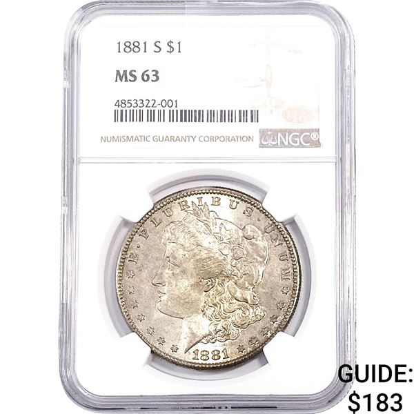 1881-S Morgan Silver Dollar NGC MS63