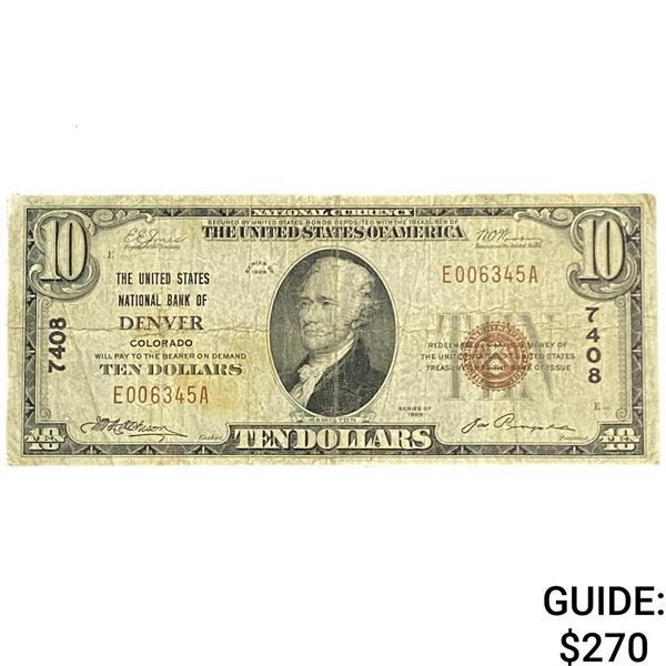 1929 $10 National Bank Denver, Colorado