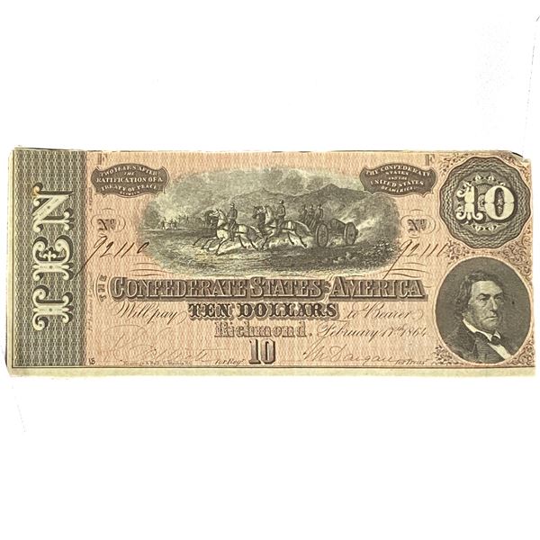 1864 $10 Confederate States America Richmond
