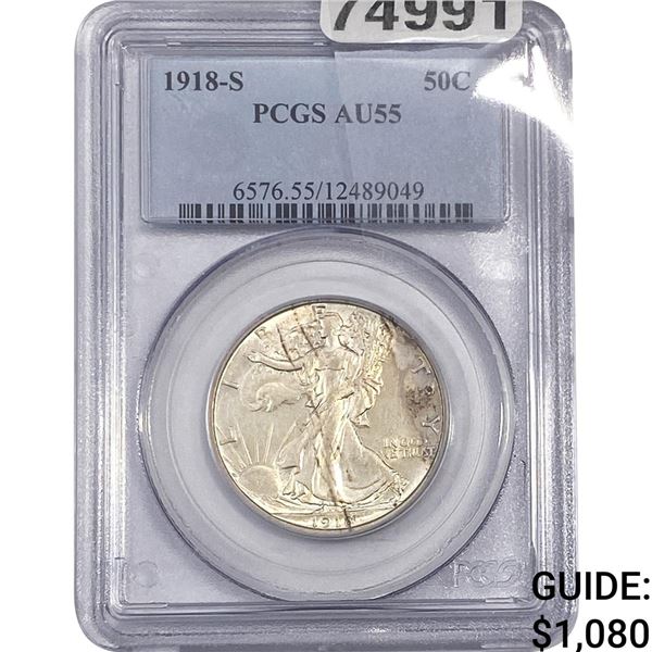 1918-S Walking Liberty Half Dollar PCGS AU55