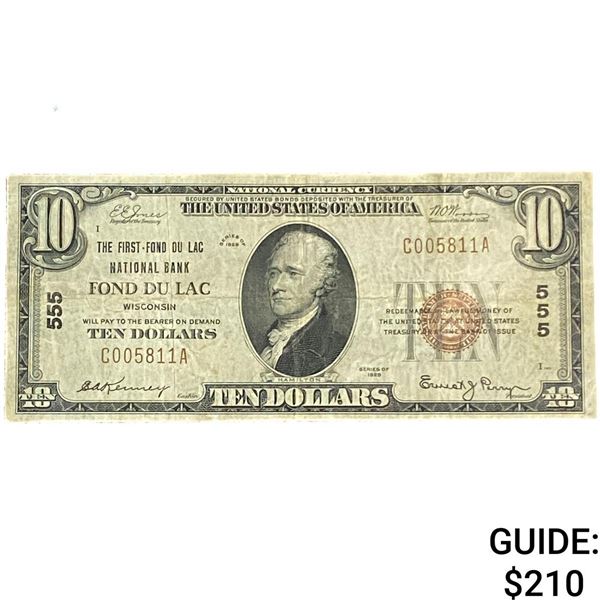 1929 $10 National Bank Fond Du Lac Wiscosin