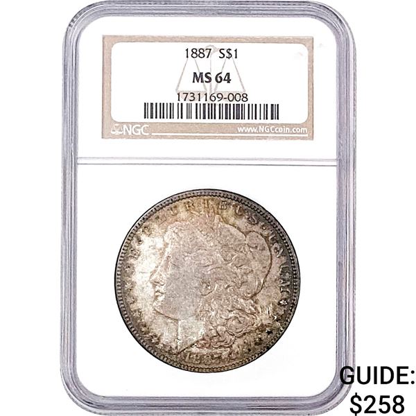 1887 Morgan Silver Dollar NGC MS64