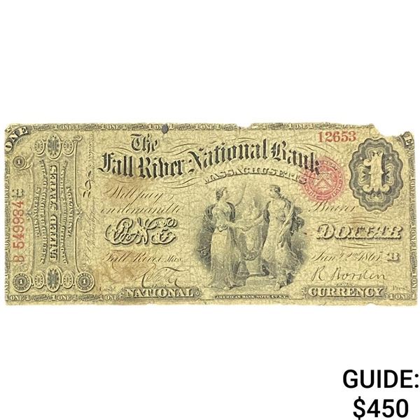 1865 $1 Fall River National Bank Massachusetts