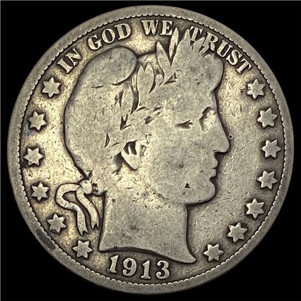 1913 Silver Barber Half Dollar LIGHTLY  CIRCULATED