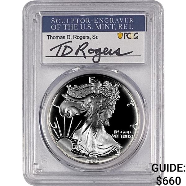 1986-S Silver Eagle PCGS PR70 DCAM Thomas D Rogers