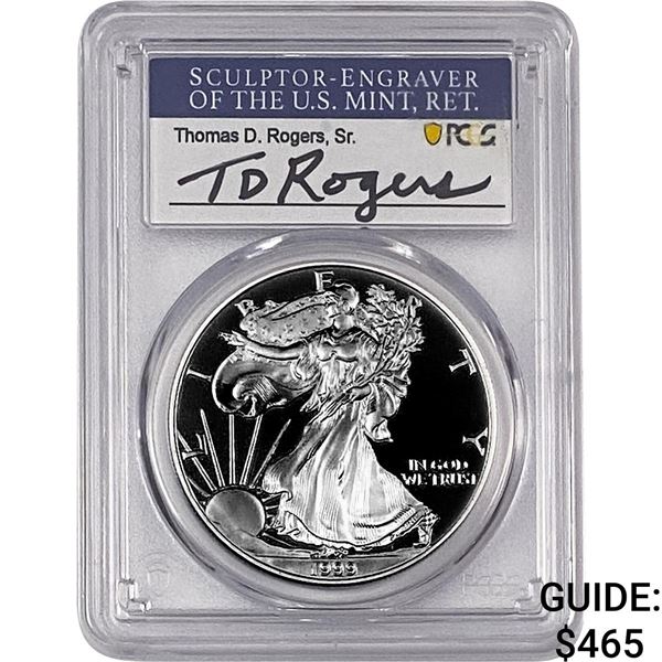 1999-P Silver Eagle PCGS PR70 DCAM Thomas D Rogers